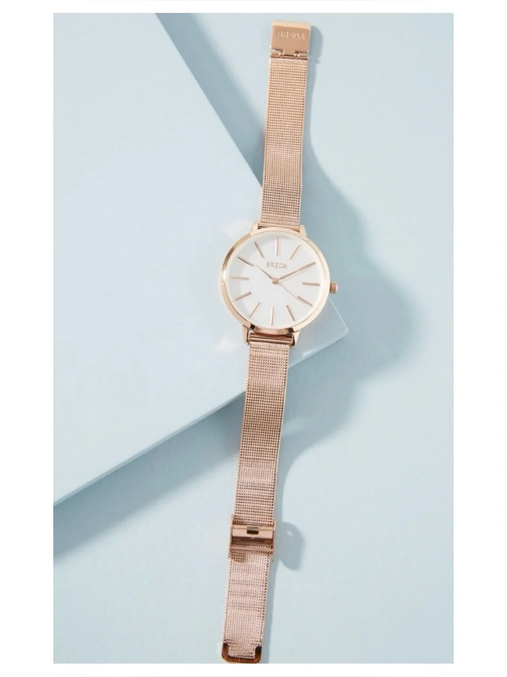 NWOT** Anthropologie BREDA Joule Mesh Watch in Rose Gold **Needs Battery